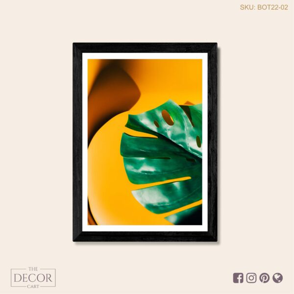 Green Monstera Leaves on Yellow